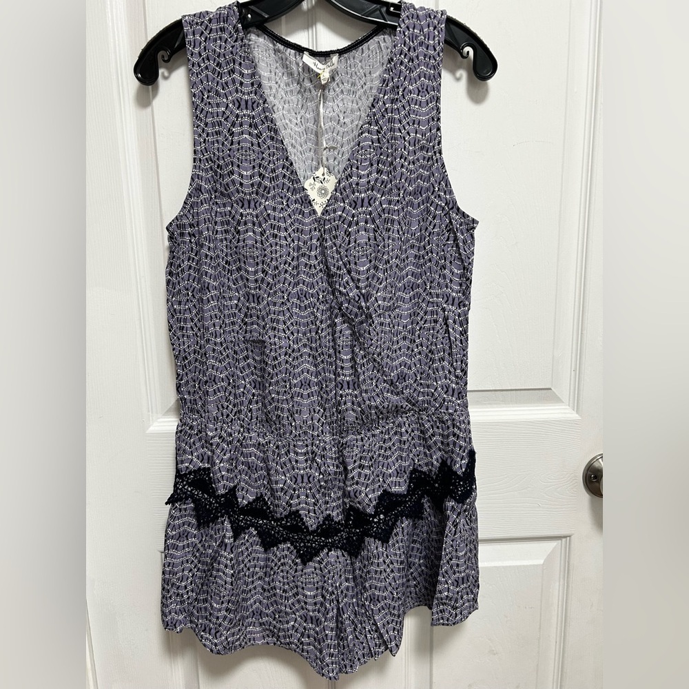 Honey Belle Blue navy and White Patterned Midi jumpsuit